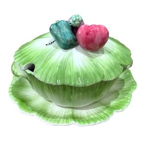 Otagiri Vintage Cabbage Leaf Soup Tureen & Platter